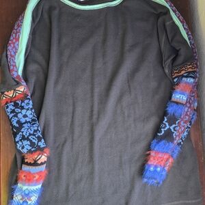 Free People Women’s Size Small Oversized On My Way Grey Cuff Thermal Top Rare